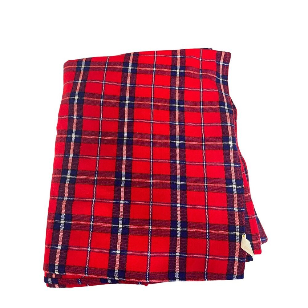 Robin Spin Knit Nakuru Kenya Tartan Red Blue Plaid Blanket 72 x 60‎ Tablecover